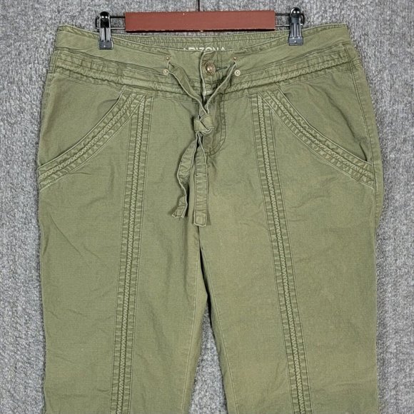 Arizona Jeans Pants Womens 15 Green Capri Stretch Cotton Waist & Leg Drawstrings - Picture 2 of 11